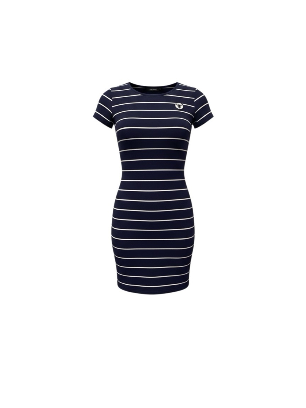 Women's Navy and White Striped Short Sleeve Bodycon Dress